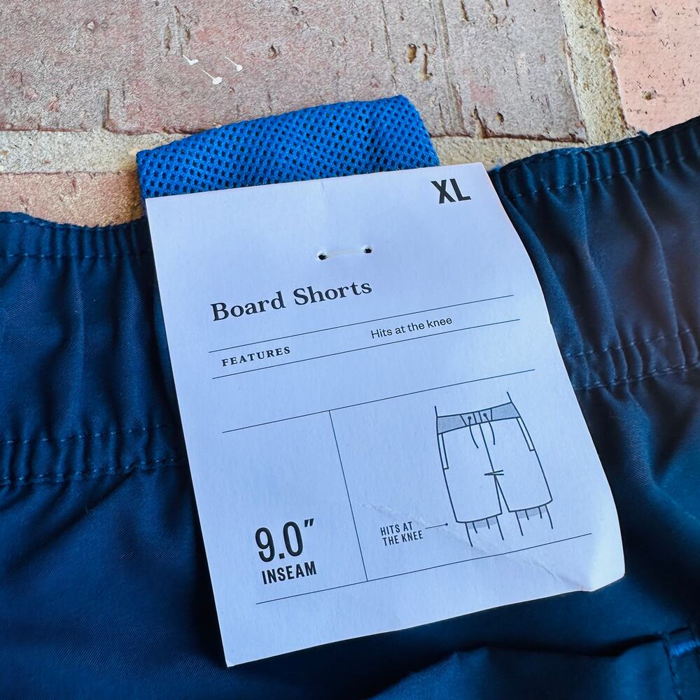Goodfellow Men's Blue Elastic Waist 9" Board Shorts Swim Trunks Size XL NWT - Picture 4 of 4